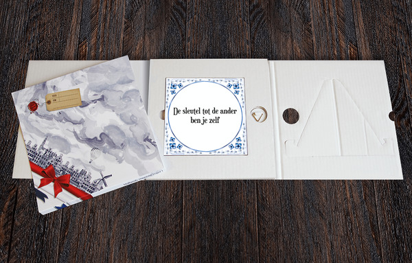 Tegel met tekst De sleutel tot de ander ben je zelf - Tegel met Spreuk in Luxe geschenk verpakking