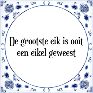 Spreuk De grootste eik is ooit
een eikel geweest