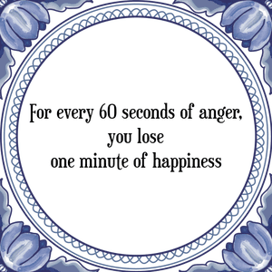 Spreuk For every 60 seconds of anger,
you lose
one minute of happiness