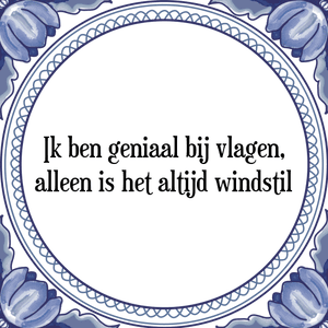 Spreuk Ik ben geniaal bij vlagen,
alleen is het altijd windstil