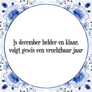 Spreuk Is december helder en klaar,
volgt gewis een vruchtbaar jaar