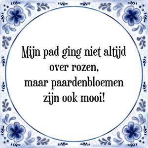 Spreuk Mijn pad ging niet altijd
over rozen,
maar paardenbloemen
zijn ook mooi!