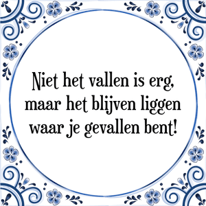 Spreuk Niet het vallen is erg,
maar het blijven liggen
waar je gevallen bent!