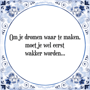 Spreuk Om je dromen waar te maken,
moet je wel eerst wakker worden.