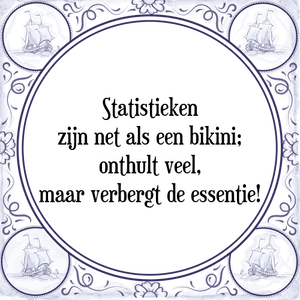 Spreuk Statistieken
zijn net als een bikini;
onthult veel,
maar verbergt de essentie!