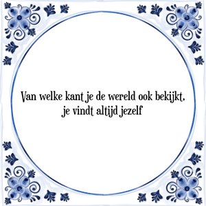 Spreuk Van welke kant je de wereld ook bekijkt,
je vindt altijd jezelf