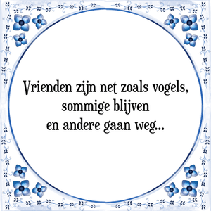 Spreuk Vrienden zijn net zoals vogels,
sommige blijven
en andere gaan weg...