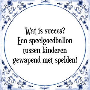 Spreuk Wat is succes?
Een speelgoedballon
tussen kinderen
gewapend met spelden!