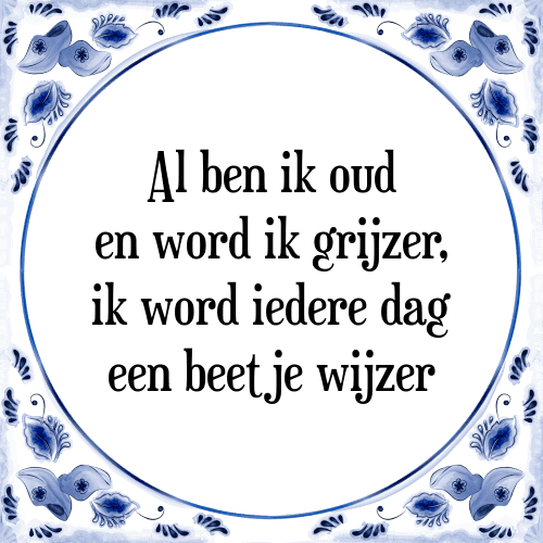 Al ben ik oud en word ik grijzer, ik word iedere dag een beetje wijzer - Tegeltje met Spreuk