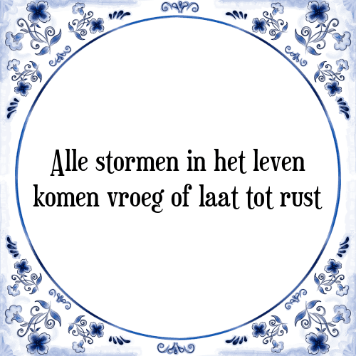 Alle stormen in het leven komen vroeg of laat tot rust - Tegeltje met Spreuk