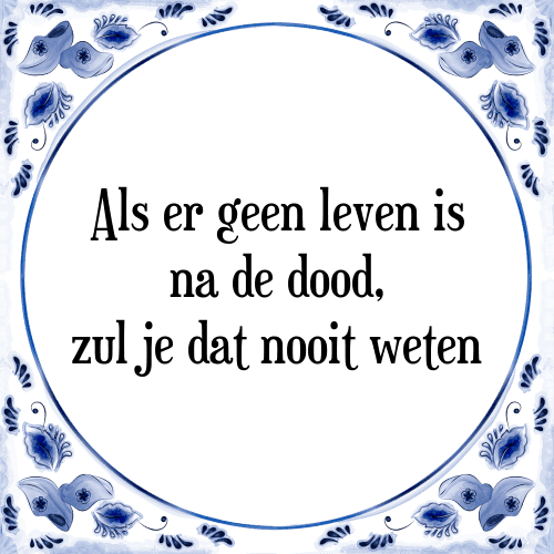 Als er geen leven is na de dood, zul je dat nooit weten - Tegeltje met Spreuk