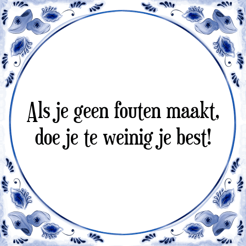 Als je geen fouten maakt, doe je te weinig je best! - Tegeltje met Spreuk