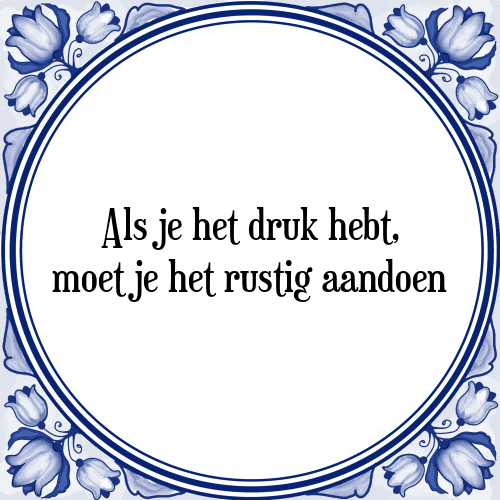 Als je het druk hebt, moet je het rustig aandoen - Tegeltje met Spreuk