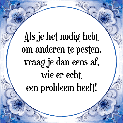 Als je het nodig hebt om anderen te pesten, vraag je dan eens af, wie er echt een probleem heeft! - Tegeltje met Spreuk