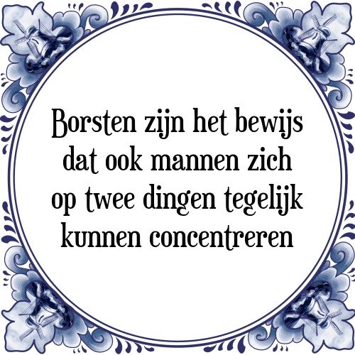 Borsten zijn het bewijs dat ook mannen zich op twee dingen tegelijk kunnen concentreren - Tegeltje met Spreuk