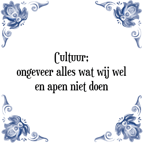 Cultuur; ongeveer alles wat wij wel en apen niet doen - Tegeltje met Spreuk