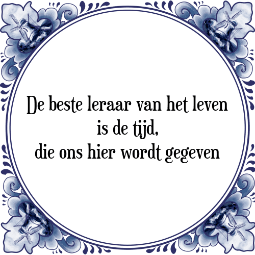 De beste leraar van het leven is de tijd, die ons hier wordt gegeven - Tegeltje met Spreuk