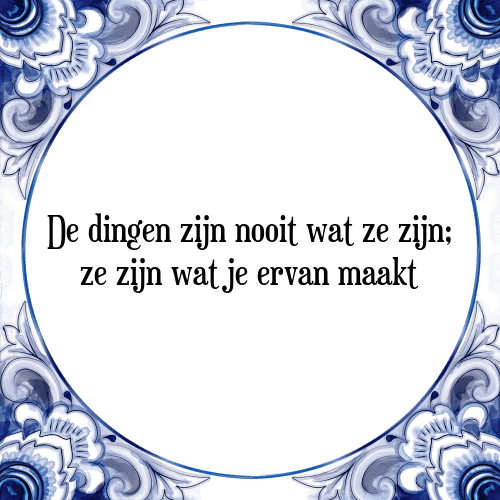 De dingen zijn nooit wat ze zijn; ze zijn wat je ervan maakt - Tegeltje met Spreuk