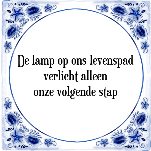 De lamp op ons levenspad verlicht alleen onze volgende stap - Tegeltje met Spreuk