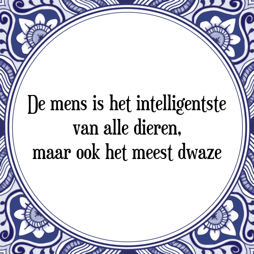 De mens is het intelligentste van alle dieren, maar ook het meest dwaze - Tegeltje met Spreuk