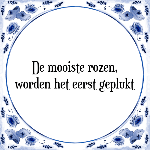 De mooiste rozen, worden het eerst geplukt - Tegeltje met Spreuk