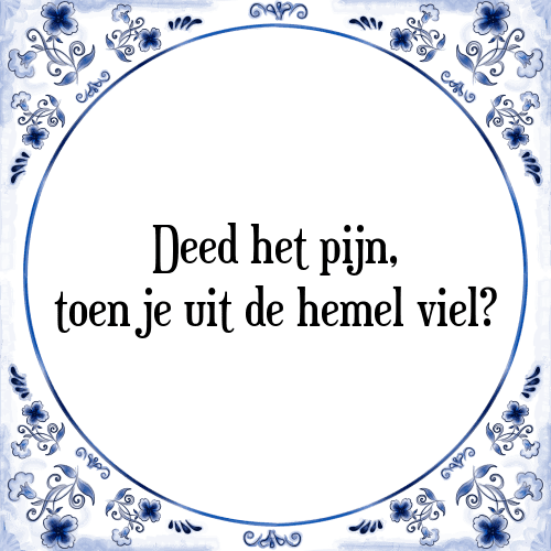 Deed het pijn, toen je uit de hemel viel? - Tegeltje met Spreuk