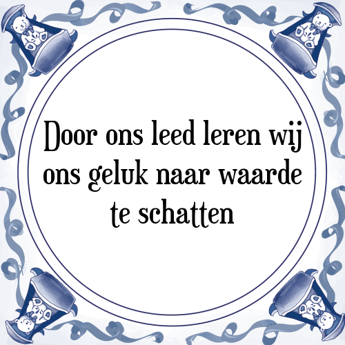 Door ons leed leren wij ons geluk naar waarde te schatten - Tegeltje met Spreuk