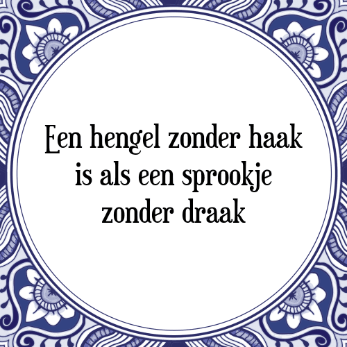 Een hengel zonder haak is als een sprookje zonder draak - Tegeltje met Spreuk