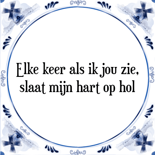 Elke keer als ik jou zie, slaat mijn hart op hol - Tegeltje met Spreuk