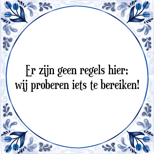 Er zijn geen regels hier; wij proberen iets te bereiken! - Tegeltje met Spreuk