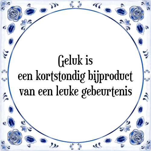 Geluk is een kortstondig bijproduct van een leuke gebeurtenis - Tegeltje met Spreuk