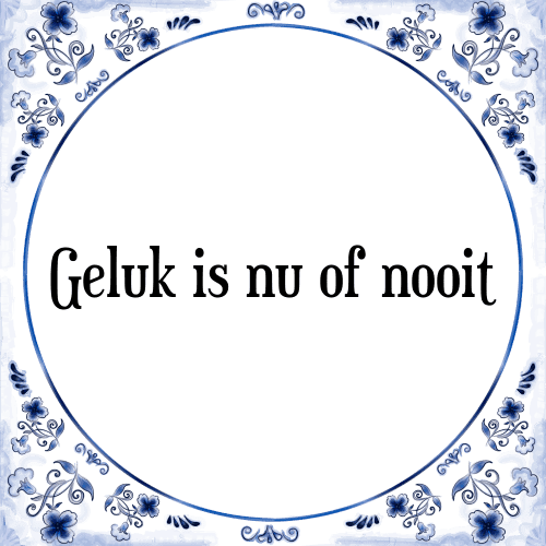 Geluk is nu of nooit - Tegeltje met Spreuk