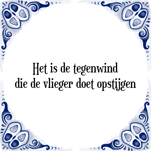 Het is de tegenwind die de vlieger doet opstijgen - Tegeltje met Spreuk