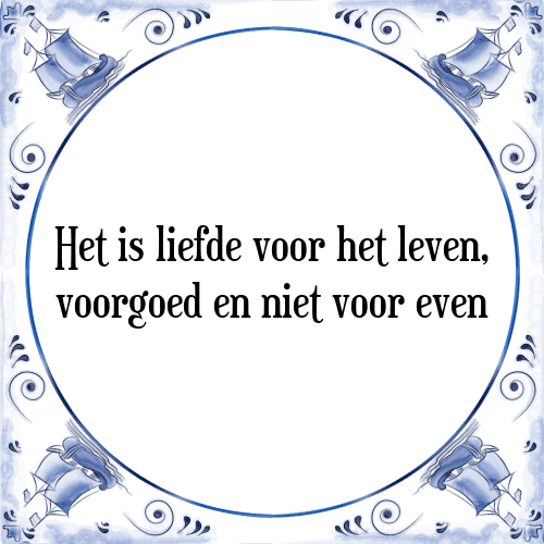 Het is liefde voor het leven, voorgoed en niet voor even - Tegeltje met Spreuk