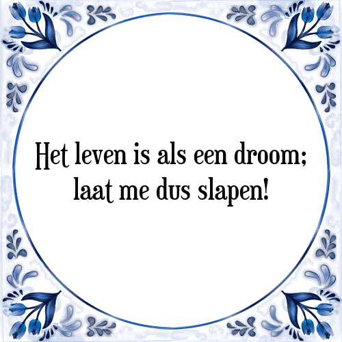 Het leven is als een droom; laat me dus slapen! - Tegeltje met Spreuk