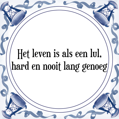 Het leven is als een lul, hard en nooit lang genoeg - Tegeltje met Spreuk