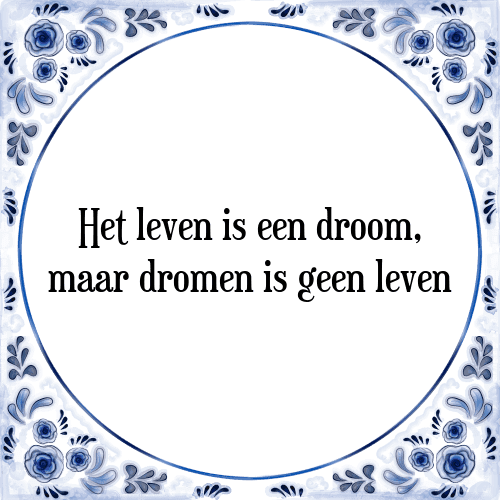 Het leven is een droom, maar dromen is geen leven - Tegeltje met Spreuk