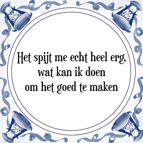 Het spijt me echt heel erg, wat kan ik doen om het goed te maken - Tegeltje met Spreuk