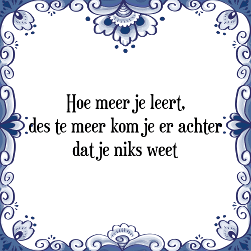 Hoe meer je leert, des te meer kom je er achter dat je niks weet - Tegeltje met Spreuk