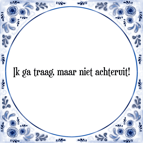 Ik ga traag, maar niet achteruit! - Tegeltje met Spreuk