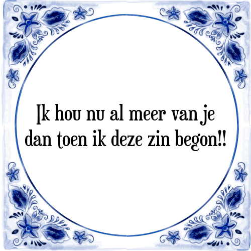 Ik hou nu al meer van je dan toen ik deze zin begon!! - Tegeltje met Spreuk