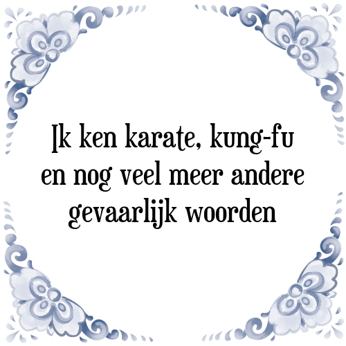 Ik ken karate, kung-fu en nog veel meer andere gevaarlijke woorden - Tegeltje met Spreuk