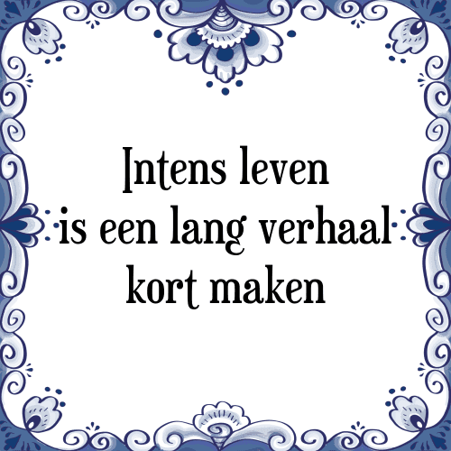 Intens leven is een lang verhaal kort maken - Tegeltje met Spreuk