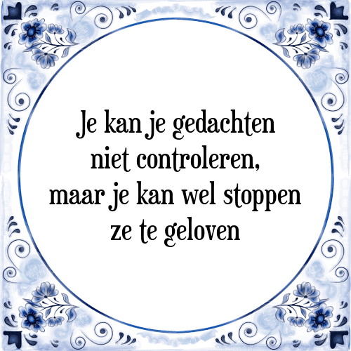 Je kan je gedachten niet controleren, maar je kan wel stoppen ze te geloven - Tegeltje met Spreuk