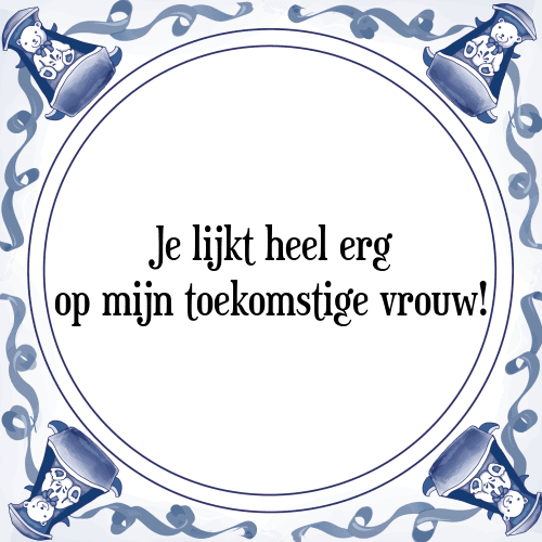 Je lijkt heel erg op mijn toekomstige vrouw! - Tegeltje met Spreuk