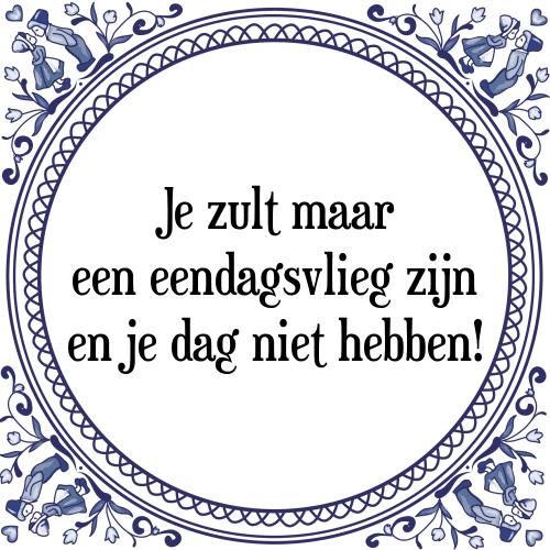 Je zult maar een eendagsvlieg zijn en je dag niet hebben - Tegeltje met Spreuk