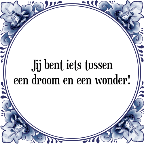 Jij bent iets tussen een droom en een wonder! - Tegeltje met Spreuk