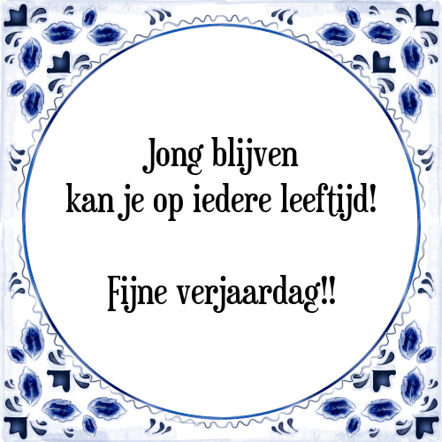 Jong blijven kan je op iedere leeftijd! Fijne verjaardag!! - Tegeltje met Spreuk