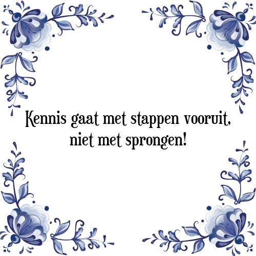 Kennis gaat met stappen vooruit, niet met sprongen! - Tegeltje met Spreuk