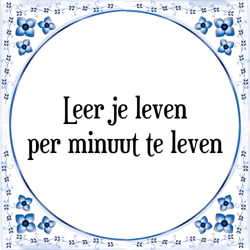 Leer je leven per minuut te leven - Tegeltje met Spreuk